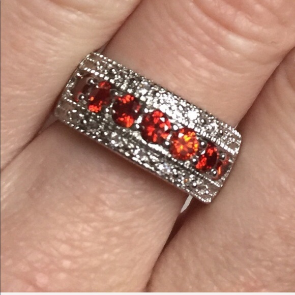 NWOT .925 Sterling Silver and Ruby CZ Ring Size 9 - Picture 2 of 6